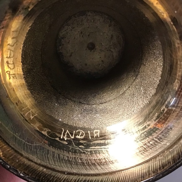 Vintage Made in India Brass Combo Vase / Reversible Candlestick – 10" Floral - Picture 7 of 8